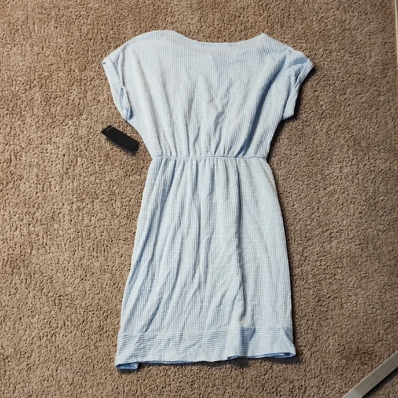 Blue Cap Sleeve Sundress with Crew Neck - Picture 6 of 6